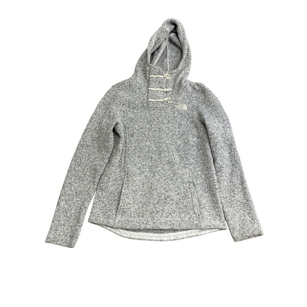 The North Face Womens Crescent Hooded Pullover Grey Toggle Fleece XS F18